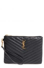 Saint Laurent   x27 Small Monogram  x27  Print Leather Wristlet   Nordstrom at Nordstrom